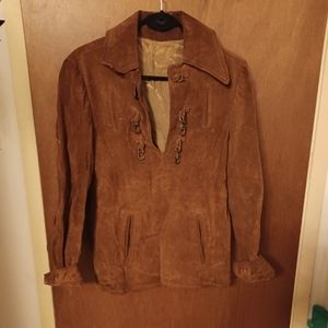 Vintage Leather Jacket with Metal Fasteners
